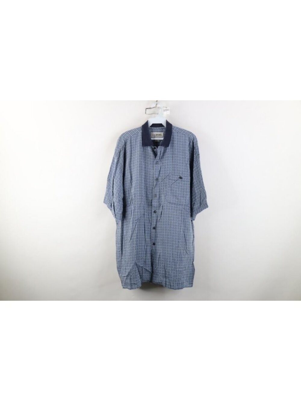 Vintage 90s Streetwear Mens XL Geometric Rayon Gabardine Collared Button Shirt